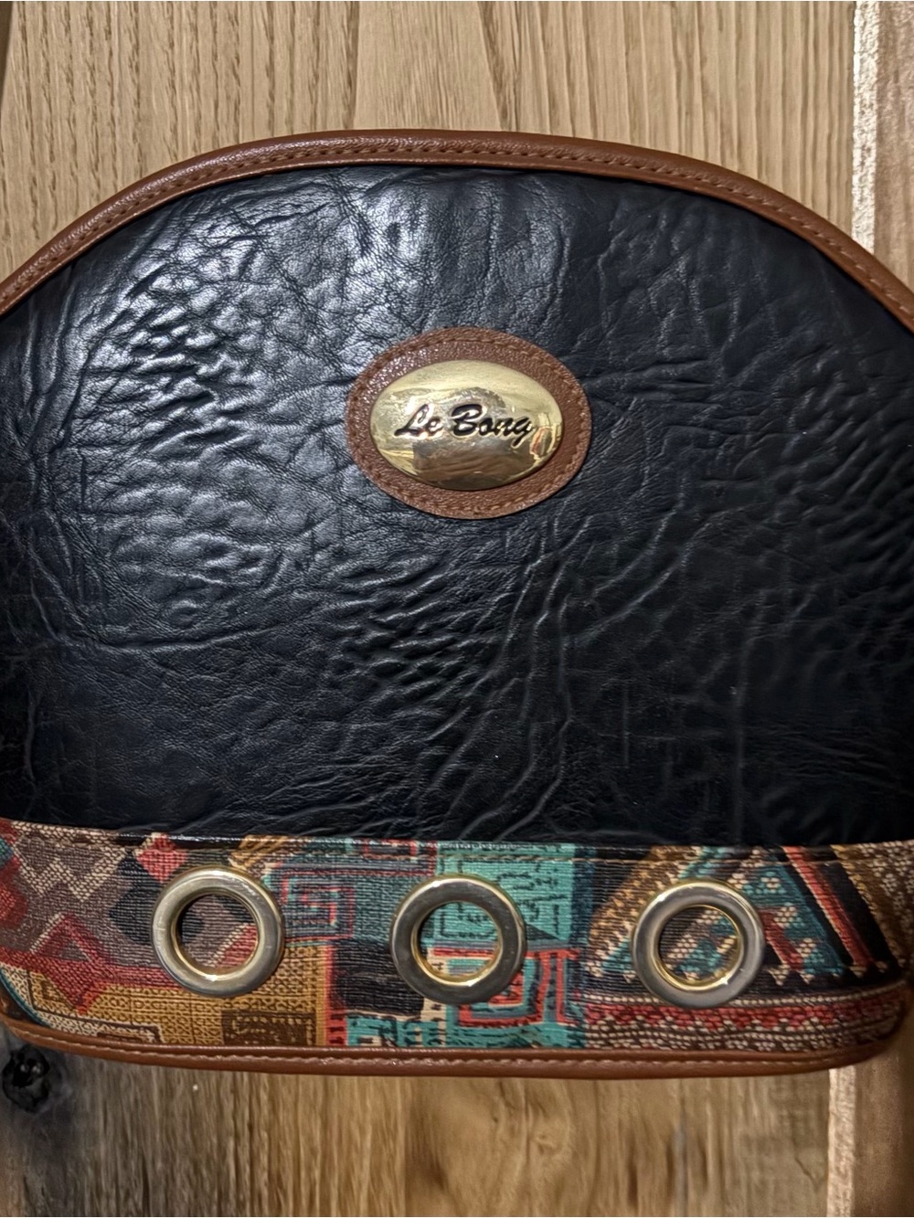 Vintage Le Bong 80’s/90’s Black and Brown Crossbody with Multicolor Accent